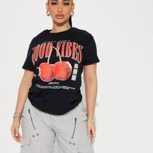 Fashion Nova Good Vibes Spread The Love Cherry Short Sleeve Graphic T-shirt